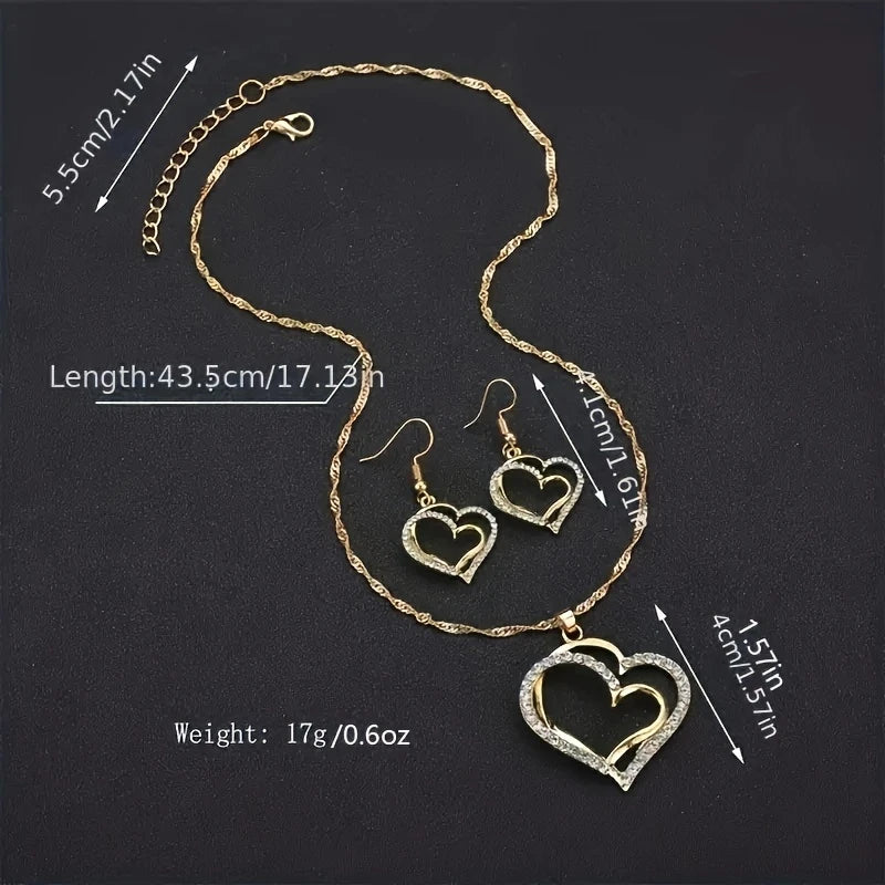 3pcs Set of Double Love Peach Heart Women's Outfit