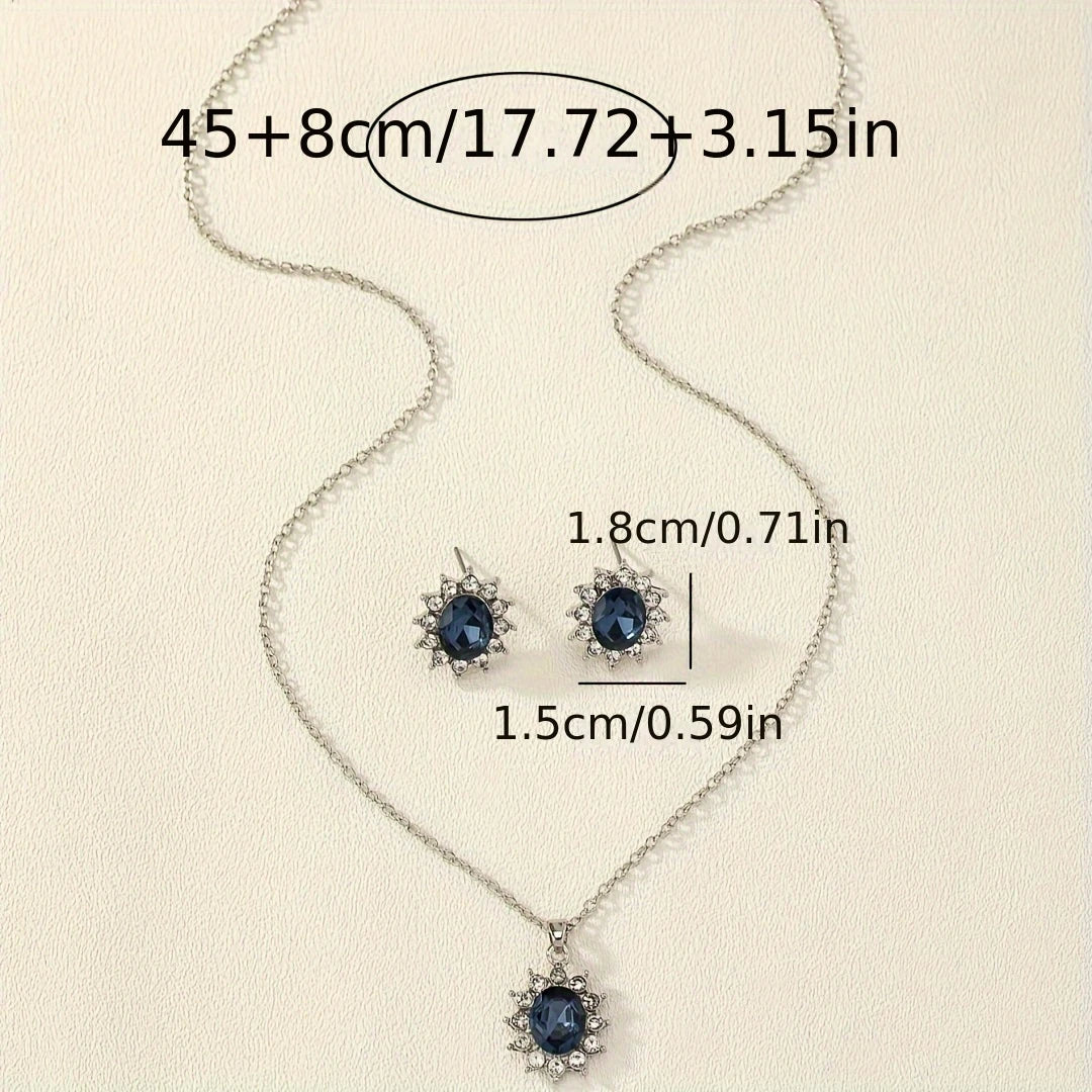 1 set of European and American retro fashion sun flower style zinc alloy inlaid gemstone