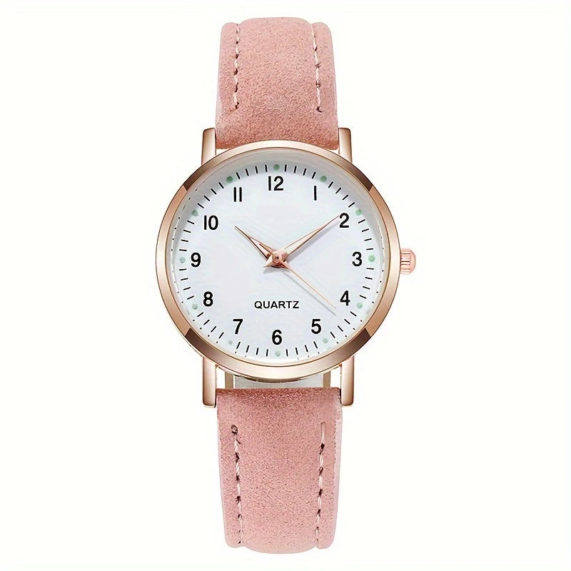 Cute Round Pointer Quartz Watch Luminous Analog Matte Color.