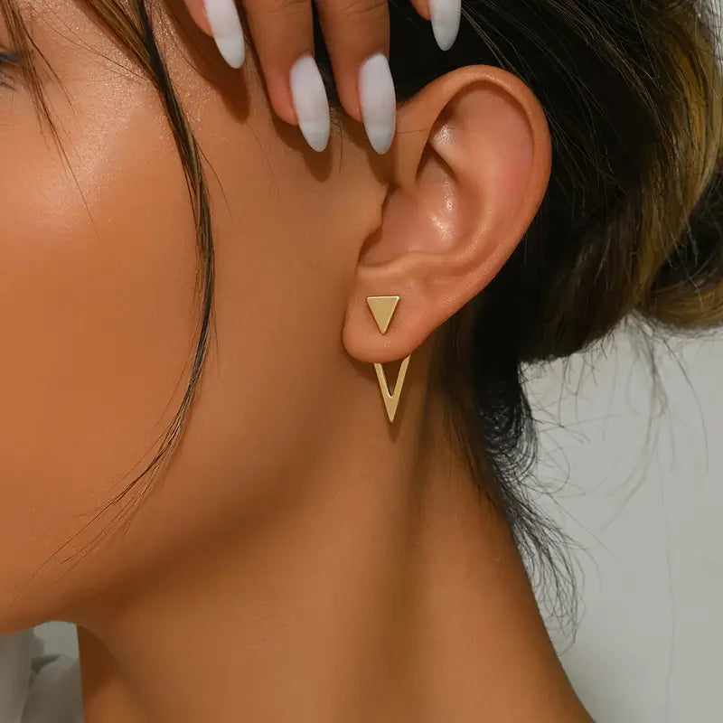 1 Pair Chic Minimalist Triangle Design Earrings - Versatile & Trendy, Alloy with Iron Posts, Perfect for Casual Attire