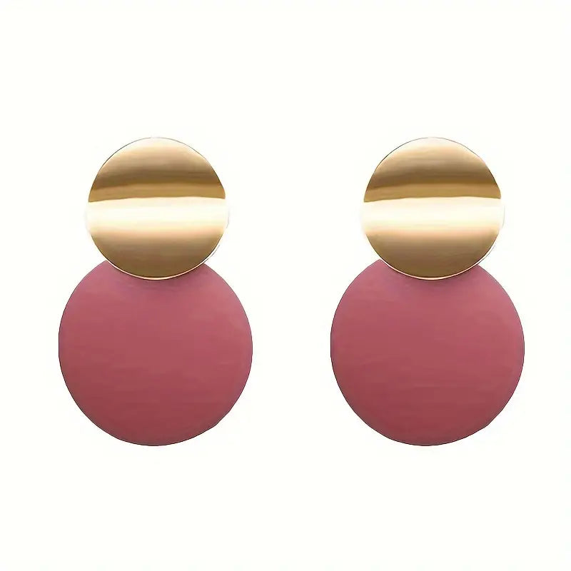 1 Pair Of Minimalist Style Dangle Earrings Simple Plate Design Pick A Color U Prefer Match Daily Outfits Party.