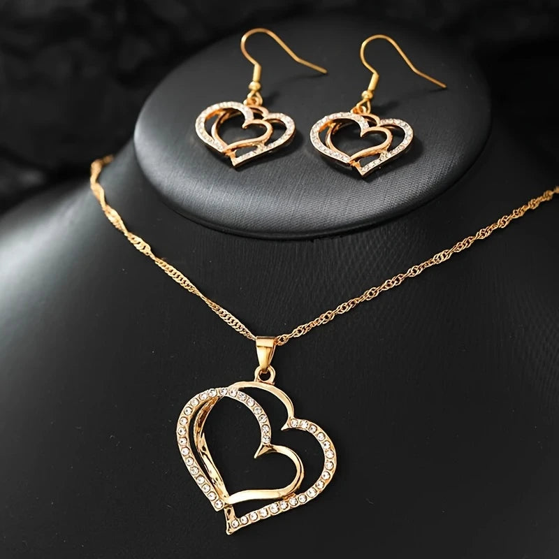 3pcs Set of Double Love Peach Heart Women's Outfit