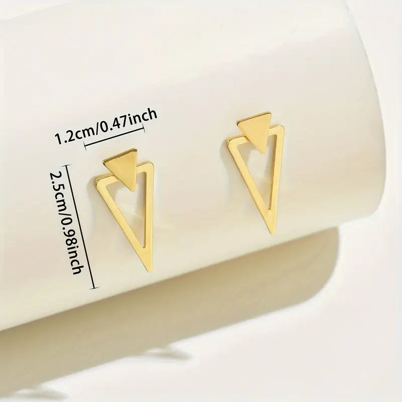 1 Pair Chic Minimalist Triangle Design Earrings - Versatile & Trendy, Alloy with Iron Posts, Perfect for Casual Attire