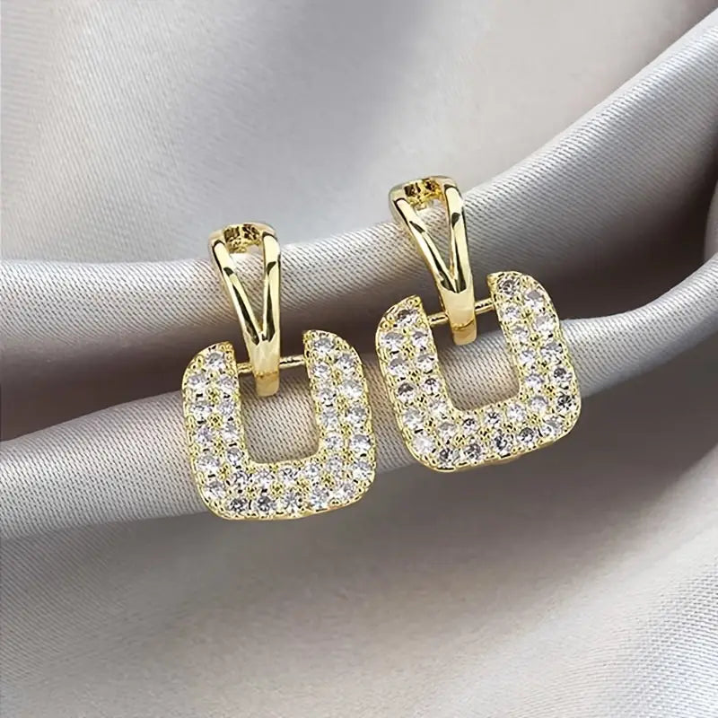 Unique Hollow Square Design Stud Earrings Alloy.