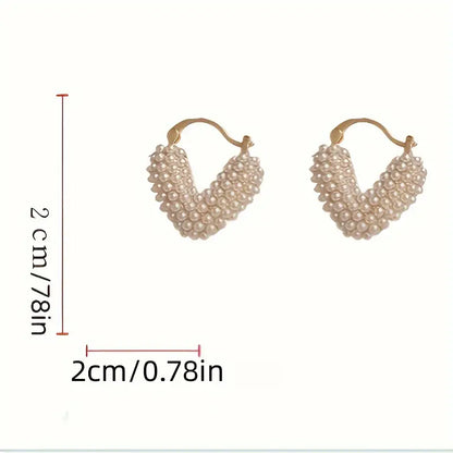 Women's Fashion Pendant Ring Imitation Pearl Love Earrings.