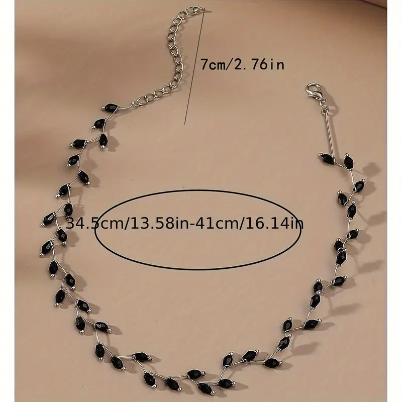 Black Beaded Wave Choker Necklace Style Vintage Collar Necklace Prom Party Jewelry