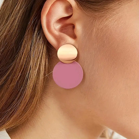 1 Pair Of Minimalist Style Dangle Earrings Simple Plate Design Pick A Color U Prefer Match Daily Outfits Party.