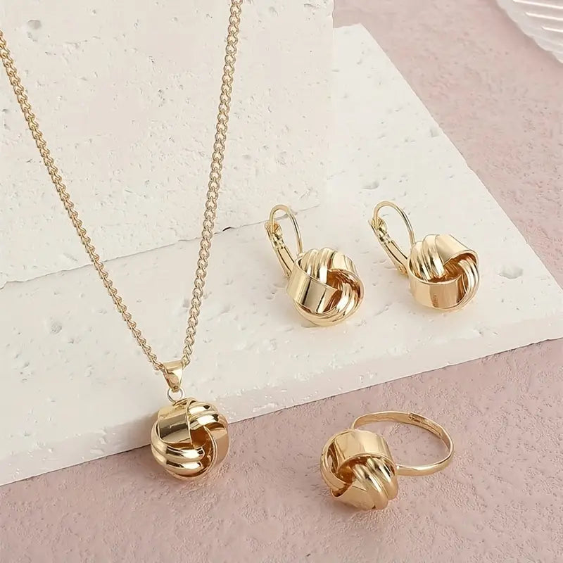 Three-piece European and American retro style simple knotted flower rose Women's necklace