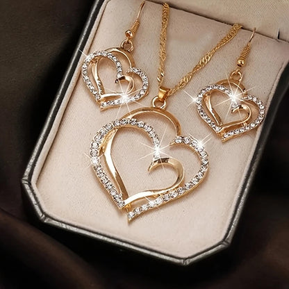 3pcs Set of Double Love Peach Heart Women's Outfit