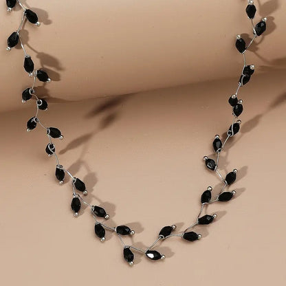 Black Beaded Wave Choker Necklace Style Vintage Collar Necklace Prom Party Jewelry