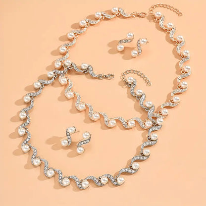 2pcs/set Fashion Heart and Artificial Pearl Women's Pendant Necklace for Daily Wear