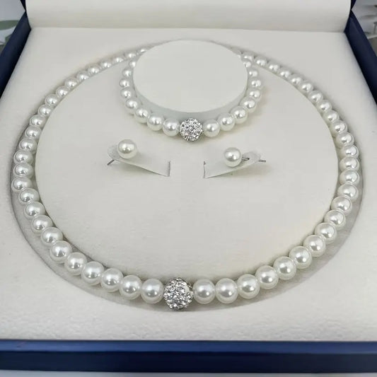 European and American Cross-border Imitation Pearl Necklace Bracelet Earrings Set
