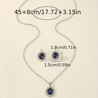 1 set of European and American retro fashion sun flower style zinc alloy inlaid gemstone