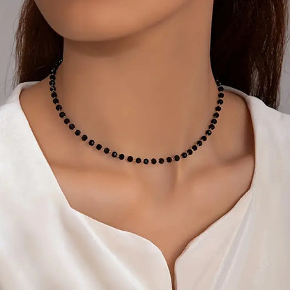 1pc Black Handmade Chain High-end Versatile and Fashionable Short Necklace