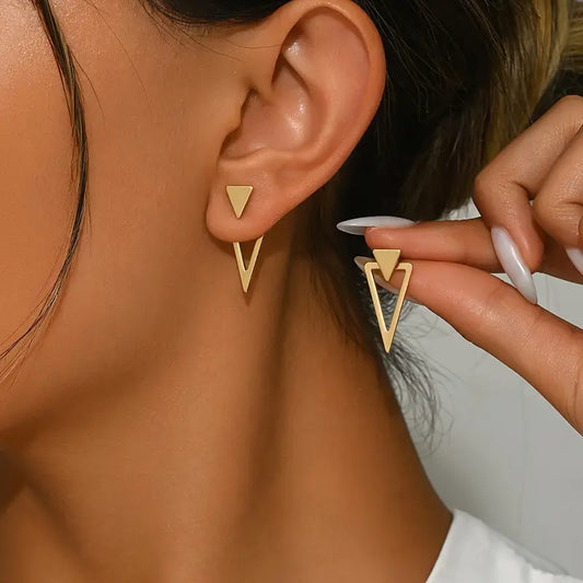 1 Pair Chic Minimalist Triangle Design Earrings - Versatile & Trendy, Alloy with Iron Posts, Perfect for Casual Attire