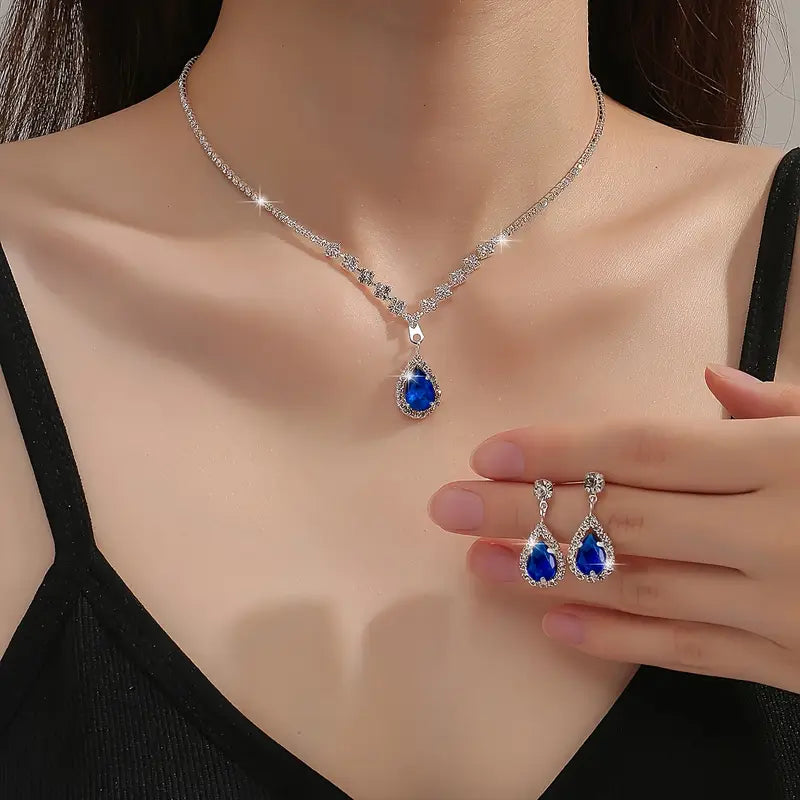 3pcs Zirconia Decor Jewelry Set