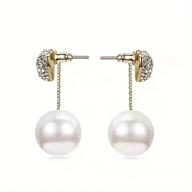 1 Pair Elegant Heart & Imitation Pearl Dangle Earrings.