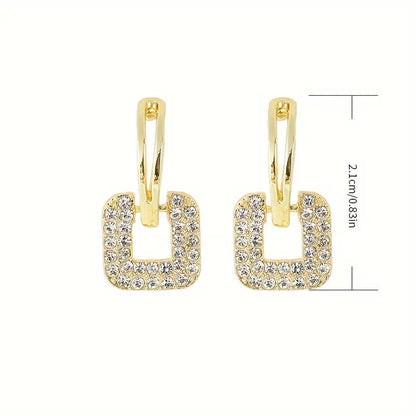 Unique Hollow Square Design Stud Earrings Alloy.