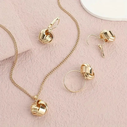 Three-piece European and American retro style simple knotted flower rose Women's necklace