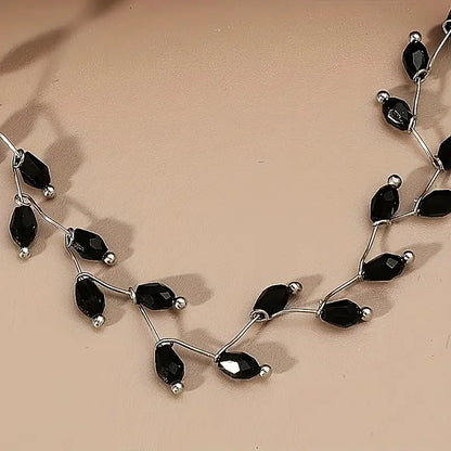 Black Beaded Wave Choker Necklace Style Vintage Collar Necklace Prom Party Jewelry