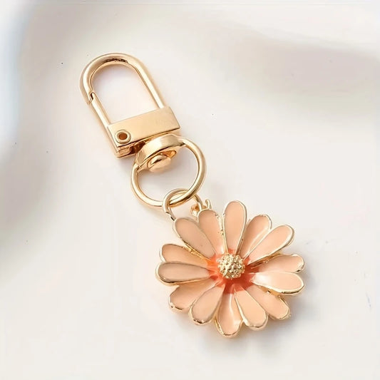 1pc Cute Litte Daisy Flower Daisy Keychain Elegant Alloy Keyring Trendy Hanging Pendant Bag Charms For Women daily use