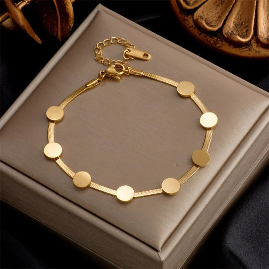 Stainless Steel Link Chain Bracelet - Vintage Style, Resin Inlay, Perfect for Everyday & Party Wear
