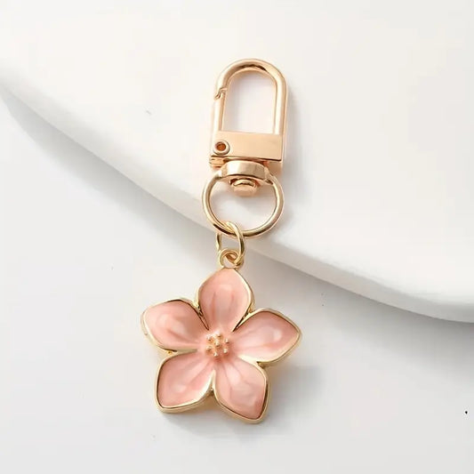 1pc Cute Pink Flower Daisy Keychain Elegant Alloy Keyring Trendy Hanging Pendant Bag Charms For Women daily use