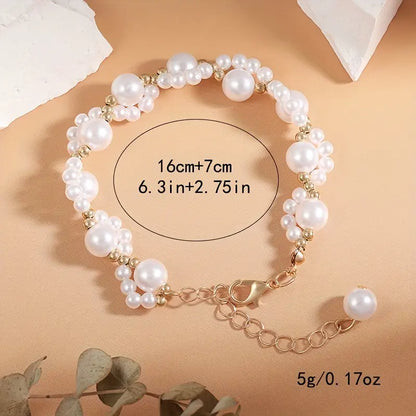 1pc, Elegant Faux Pearl Bracelet, Cute Cat Paw Charm.