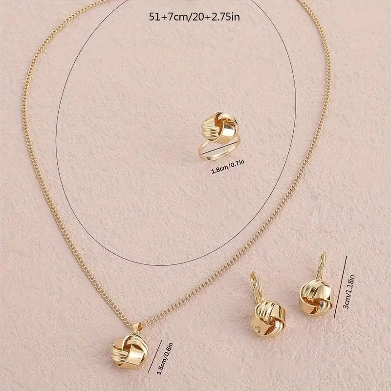 Three-piece European and American retro style simple knotted flower rose Women's necklace