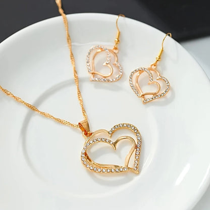 3pcs Set of Double Love Peach Heart Women's Outfit