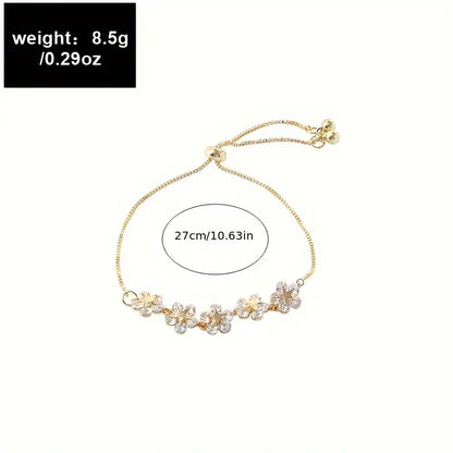 Elegant Flower Bracelet with Rhinestones - Zinc Alloy Fashion Jewelry.