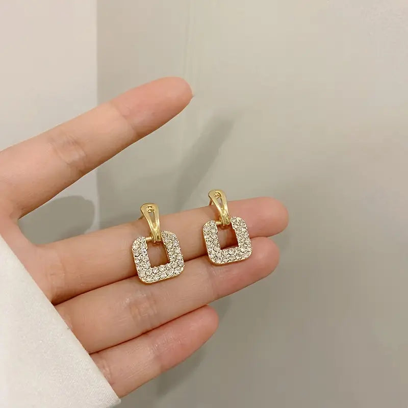 Unique Hollow Square Design Stud Earrings Alloy.