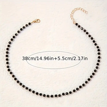 1pc Black Handmade Chain High-end Versatile and Fashionable Short Necklace