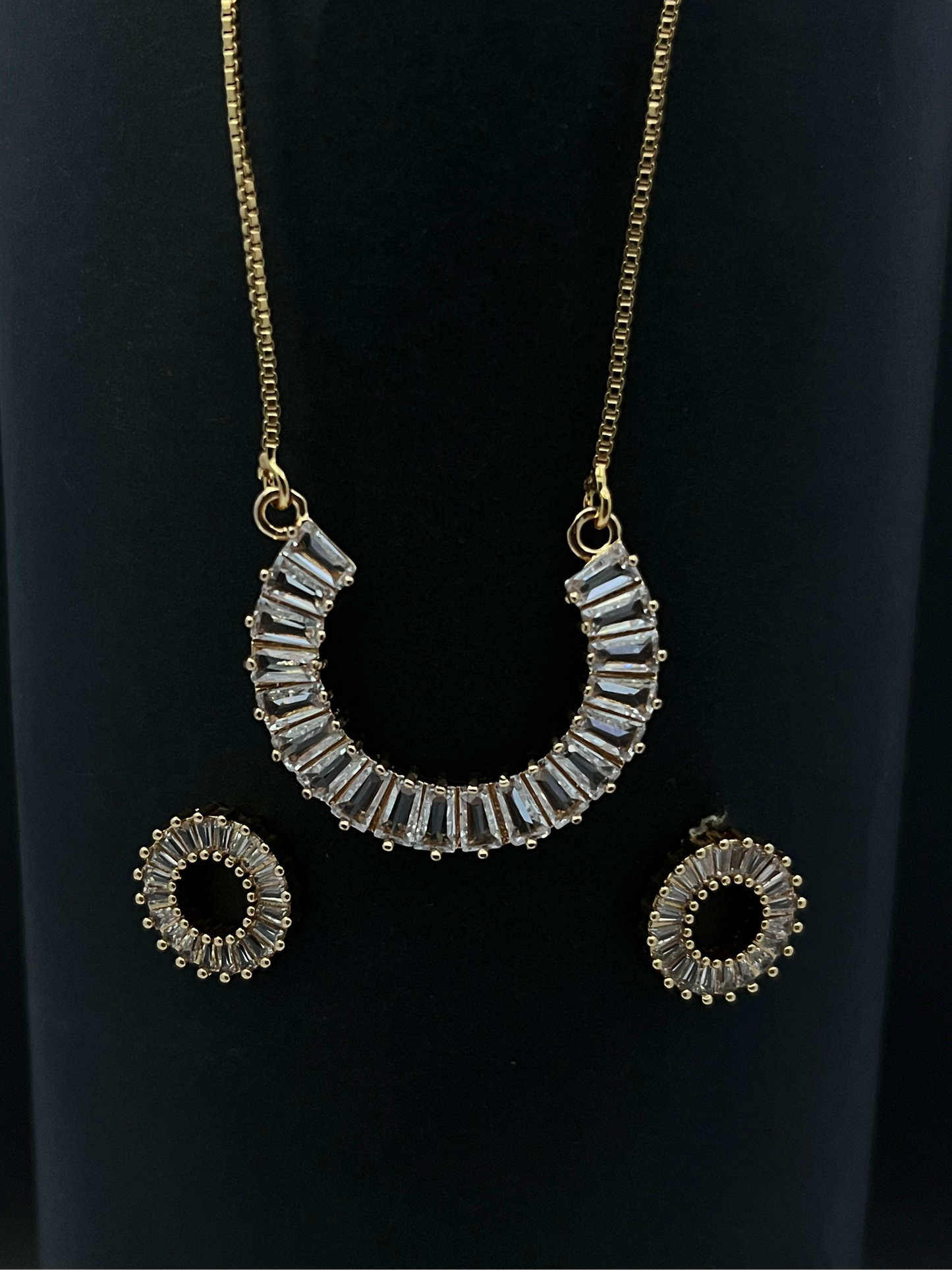 Baguette Crescent Necklace set