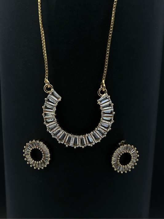 Baguette Crescent Necklace set